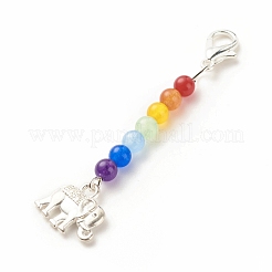 Décorations de pendentif perlé de jade de malaisie naturel et teint sur le thème du chakra&nbsp;HJEW-JM00642