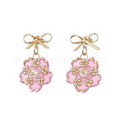 Pendientes colgantes con cuentas de vidrio y flores hechos a mano&nbsp;EJEW-MZ00471-02