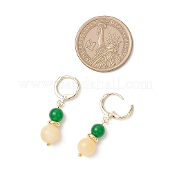 6 paire de boucles d'oreilles créoles en jade malaisien naturel et teinté&nbsp;EJEW-JE06504