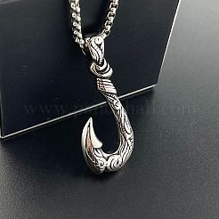 Retro 304 Edelstahl Angelhaken Anhänger Ozean Punk Halskette Schmuck&nbsp;YW0137