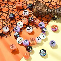 Perles acryliques plaquées sur le thème d'Halloween&nbsp;OACR-CJC0009-08