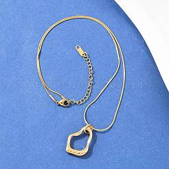 Collares de cadena redonda con colgante de lágrima irregular hueco de acero inoxidable 304 para mujer&nbsp;NJEW-G188-01G