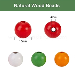 200pcs 4 Farben bemalte Naturholzperlen&nbsp;WOOD-SZ0001-06
