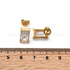 Pendientes rectangulares de acero inoxidable 304 con rhinestone&nbsp;X-EJEW-K268-51G