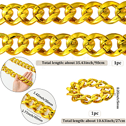Ensemble de bijoux en acrylique avec colliers et bracelets à maillons cubains&nbsp;SJEW-SP0001-01G