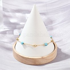 Pulseras de eslabones de latón y turquesa sintética&nbsp;KK-H299-03G