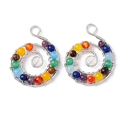 Gros pendentifs en laiton et pierres naturelles mélangées&nbsp;FIND-E023-03P