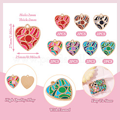 14 pièces 7 couleurs pendentifs en émail d'alliage de placage de rack&nbsp;ENAM-TA0002-54