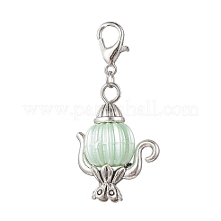 Décorations suspendues en forme de théière citrouille en acrylique imitation perle et alliage&nbsp;HJEW-JM03981
