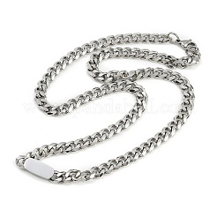Collane con catena a maglie cubane in acciaio inossidabile 304 da 7 mm per donne e uomini&nbsp;NJEW-Z093-03P