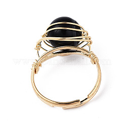 Verstellbare runde Fingerringe aus natürlichem und synthetischem Edelstein&nbsp;RJEW-T020-01KC