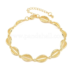 Armbänder aus Messing mit Gliederkette in Form einer Kaurimuschel für Damen&nbsp;BJEW-K248-07B-G