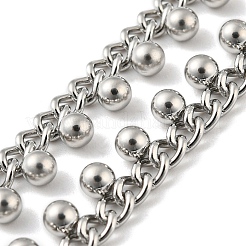 Colliers à maillons en acier inoxydable 304 anti-ternissement avec breloques à billes rondes&nbsp;NJEW-G119-01P