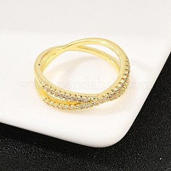 Bagues en laiton avec zircone cubique de micro pave&nbsp;RJEW-D340-01G-01