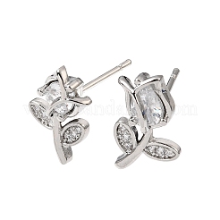 Pendientes de tuerca de circonio cúbico con micro pave de latón&nbsp;LS-KK-CBA8324-19P-01