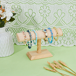 Samt-T-Bar-Armbandständer mit Holzsockel&nbsp;BDIS-WH0010-03B
