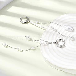Orecchini a cerchio con nappine in acciaio inossidabile 304 e perle di vetro per donna&nbsp;EJEW-G463-01P