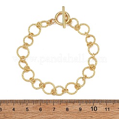 Bracelets en laiton à maillons ronds texturés et taillés en diamant pour femmes&nbsp;BJEW-JB14115