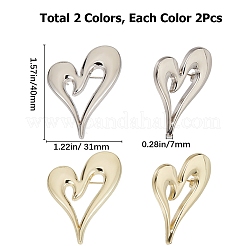 4 Stück 2 Farben Legierung Herz Brosche Pin&nbsp;JEWB-CP0001-11