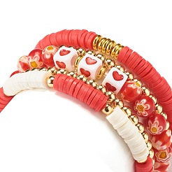 Set di braccialetti elastici con perline heishi in argilla polimerica 5 pz 5&nbsp;BJEW-JB07532-03