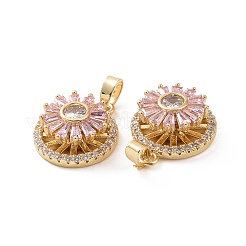 Vrais pendentifs en laiton plaqué 18k or véritable micro pavé zircone cubique clair&nbsp;KK-E068-VC303