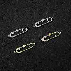 4 Stück 2 Farben Messing Micro Pavé klare Zirkonia Verbinder Charms&nbsp;KK-FS0001-74