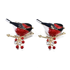 Uccellino con spilla ramo smaltata con strass di cristallo&nbsp;JEWB-N007-147