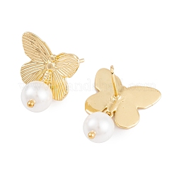 Orecchini di perle abs in ottone placcato a cremagliera&nbsp;EJEW-S219-05G