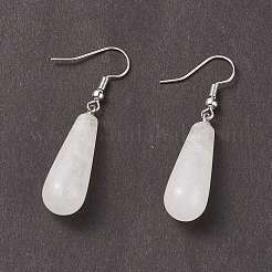 Orecchini pendenti con cristalli naturali in ottone color platino a goccia&nbsp;EJEW-M058-11