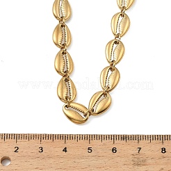 Halsketten aus Edelstahl 304 mit Gliederkette in Form einer Kaurimuschel für Damen&nbsp;NJEW-K310-01G