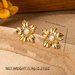 Pendientes de acero inoxidable con forma de flor 201&nbsp;GG2778-1