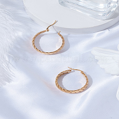 1 par de pendientes de aro con forma de hoja de acero inoxidable 201 con pasador de acero inoxidable 304 para mujer&nbsp;EJEW-LP0011-01