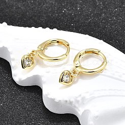 Boucles d'oreilles créoles en laiton zircon cubique micro pavé&nbsp;EJEW-H157-09G