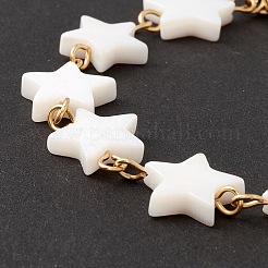 Bracciale con catena a maglia a stella conchiglia naturale&nbsp;BJEW-C015-02G
