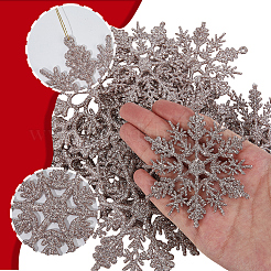 36 Stück glitzernde Weihnachtsschneeflocken-Ornamente aus Kunststoff zum Aufhängen.&nbsp;HJEW-GF0001-64B