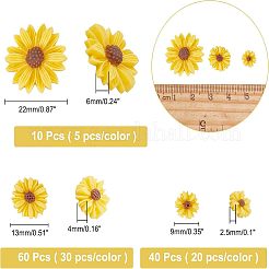 110 Stück 6 Stil Flatback Haar & Kostüm Accessoires Ornamente Scrapbook Verzierungen Resin Blume Daisy Cabochons&nbsp;CRES-FH0001-08