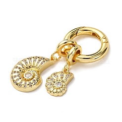 Decorazioni pendenti con animali marini in ottone con pavé di zirconi cubici trasparenti&nbsp;KK-C119-10A-G