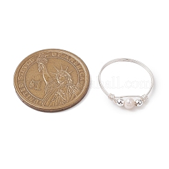 Bagues pour femmes en perles d'eau douce naturelles de culture enveloppées de fil de cuivre&nbsp;RJEW-JR00775-02