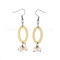 Boucles d'oreilles en bois de peuplier peint&nbsp;EJEW-JE03514-M