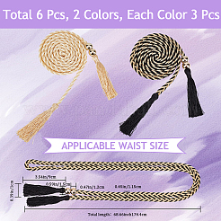 6 Stück 2 Farben Nylon Baumwolle geflochtener Kettengürtel&nbsp;AJEW-CP0008-17