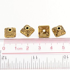 10 mm antique d'or carrés caps de style tibétain&nbsp;X-GLF0893Y