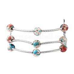 6 Stück 6 Farben runde synthetische türkisfarbene Perlen mehrsträngige Armbänder für Frauen&nbsp;BJEW-JB12335