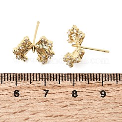 Ohrstecker-Verschluss aus Messing mit Mikropavé-Fassung aus klaren Zirkonia in Schleifenform&nbsp;KK-G553-08G