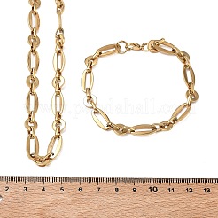 Sets aus ovalen und scheibenförmigen Gliederarmbändern und Halsketten aus Edelstahl 304&nbsp;SJEW-D091-06G