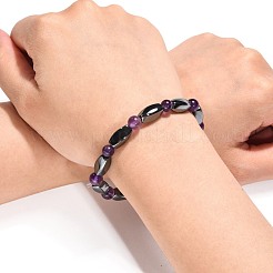 Runde natürliche Amethyst-Stretch-Armbänder&nbsp;X-BJEW-G072-10