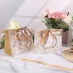 Geschenktaschen aus Papier mit Blumendruck&nbsp;ABAG-WH0044-82C
