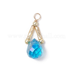 Perline di vetro trasparente con perline di ematite sintetica non magnetica galvanizzata e perline di vetro intrecciate e pendenti in filo di rame ecologico&nbsp;PALLOY-JF03618-01