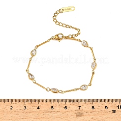 Armbänder aus Edelstahl 304 mit Pavé-Fassung und klaren Zirkonia für Damen&nbsp;SA-CBAABBA-07A-G