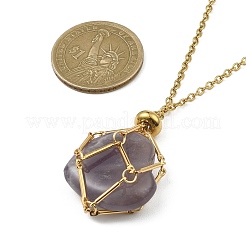 Collier pochette en laiton pour pépite de pierres précieuses&nbsp;NJEW-JN04369-02