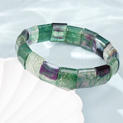 Bracelets extensibles en perles d'agate naturelle carrée veinée de dragon (teinte et chauffée) pour femmes et hommes&nbsp;GG-CBA9ACE-B16